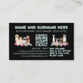 Blue Black QR Code Dog Grooming Visitenkarte (Rückseite)