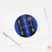 Blue Black Race Stripes Shift Knopfkleber Runder Aufkleber (Umschlag)