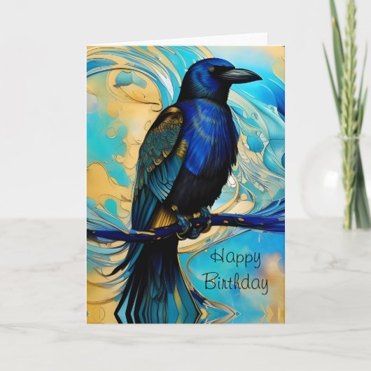Blue Black Raven, Blue und Gold abstrakter Geburts (Vorderseite)