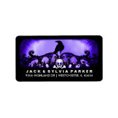 Blue & Black Raven Halloween Address Label Adressaufkleber (Vorne)