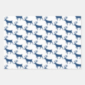 Blue Black & Red Woodland Stag White Geschenkpapier Set (Vorderseite)