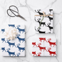 Blue Black & Red Woodland Stag White