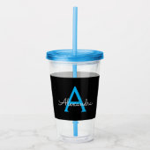 Blue Black Script Giron Monogram Name Acryltrinkbecher (Vorderseite)