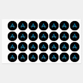 Blue Black Script Giron Monogram Name Etiketten (Blatt)