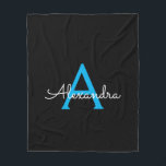 Blue Black Script Giron Monogram Name Fleecedecke<br><div class="desc">Blau und Schwarz Imitat Script Monogram Fügen Sie Ihren eigenen Namen Fleece Blanket. Das macht den perfekten 16 Geburtstag,  Hochzeit,  Brautparty,  Jubiläum,  Babydusche oder Junggeselinnen-Abschied Geschenk für jemanden,  der Lieben glamourösen Luxus und schicke Stile.</div>