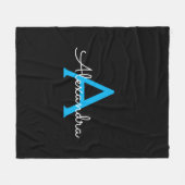 Blue Black Script Giron Monogram Name Fleecedecke (Vorderseite (Horizontal))