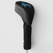 Blue Black Script Giron Monogram Name Golf Headcover (angewinkelt)