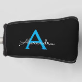Blue Black Script Giron Monogram Name Golf Headcover (Vorderseite)