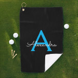 Blue Black Script Giron Monogram Name Golfhandtuch<br><div class="desc">Black and Blue Monogram Name Golf Handtuch. Das macht den perfekten 16 Geburtstag,  Hochzeit,  Brautparty,  Jubiläum,  Babydusche oder Junggeselinnen-Abschied Geschenk für jemanden,  der Lieben glamourösen Luxus und schicke Stile.</div>