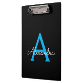 Blue Black Script Giron Monogram Name Klemmbrett (Links)