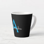 Blue Black Script Giron Monogram Name Milchtasse (Rechte Ecke)
