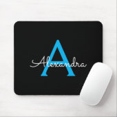 Blue Black Script Giron Monogram Name Mousepad (Mit Mouse)