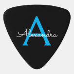 Blue Black Script Giron Monogram Name Plektrum<br><div class="desc">Plektrum für den Namen der Monogramme Schwarz und Blau. Das macht den perfekten 16 Geburtstag,  Hochzeit,  Brautparty,  Jubiläum,  Babydusche oder Junggeselinnen-Abschied Geschenk für jemanden,  der Lieben glamourösen Luxus und schicke Stile.</div>