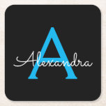 Blue Black Script Giron Monogram Name Rechteckiger Pappuntersetzer<br><div class="desc">Untersetzer für einfache,  schwarze und blaue Script-Monogram-Namenspapiere. Dies macht den perfekten Abschluss,  Geburtstag,  Hochzeit,  Brautparty,  Jubiläum,  Babydusche oder Junggeselinnen-Abschied Geschenk für jemanden,  die Lieben glamourösen Luxus und schicke Stile.</div>
