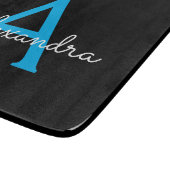 Blue Black Script Giron Monogram Name Schneidebrett (Ecke)