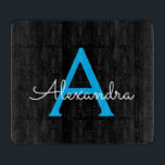 Blue Black Script Giron Monogram Name Schneidebrett<br><div class="desc">Schwarz und Blau Einfache Script Monogram Name Cutting Board. Dies macht den perfekten Abschluss,  Geburtstag,  Hochzeit,  Brautparty,  Jubiläum,  Babydusche oder Junggeselinnen-Abschied Geschenk für jemanden,  die Lieben glamourösen Luxus und schicke Stile.</div>