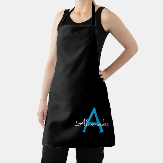 Blue Black Script Giron Monogram Name Schürze (InSitu)
