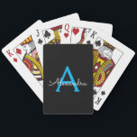 Blue Black Script Giron Monogram Name Spielkarten<br><div class="desc">Schwarz und Blau Einfache Script Monogram Name Playing Cards. Das macht den perfekten 16 Geburtstag,  Hochzeit,  Brautparty,  Jubiläum,  Babydusche oder Junggeselinnen-Abschied Geschenk für jemanden,  der Lieben glamourösen Luxus und schicke Stile.</div>