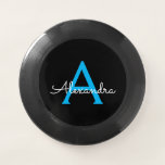 Blue Black Script Giron Monogram Name Wham-O Frisbee<br><div class="desc">Schwarz und Blau Einfache Script Monogram Name Frisbee. Dies macht den perfekten Abschluss,  Geburtstag,  Hochzeit,  Brautparty,  Jubiläum,  Babydusche oder Junggeselinnen-Abschied Geschenk für jemanden,  die Lieben glamourösen Luxus und schicke Stile.</div>