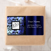 BLUE BLACK SILK DAMASK, SQUARE MONOGRAMM (Insitu)