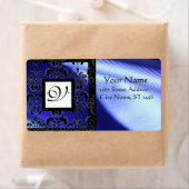 BLUE BLACK SILK DAMASK, SQUARE MONOGRAMM (Insitu)