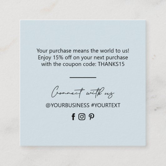 Blue & Black Simple Business Danke Einlegen Karte (Rückseite)