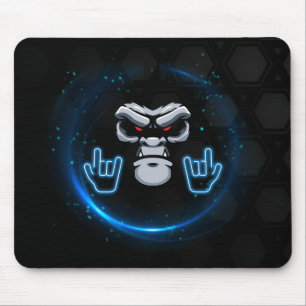 Blue & Black Simple Gorilla Face Mousepad