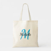 Blue & Black Simple Monogram Classic Trendy Tasche (Rückseite)