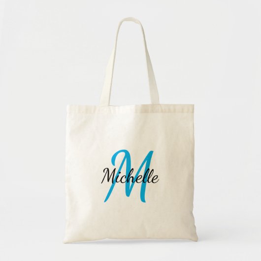 Blue & Black Simple Monogram Classic Trendy Tasche (Vorne)