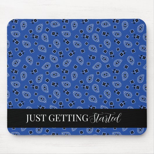 Blue & Black Small Paisley Mouse Pad Mousepad (Vorne)