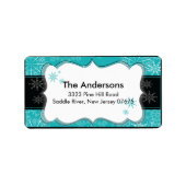 Blue Black Snowflake Winterurlaub Rücksendeadresse Adressaufkleber (Vorne)