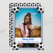 Blue & Black Soccer Abschluss Ankündigung (Vorne/Hinten)