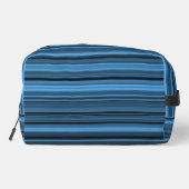 Blue Black Stripes Toilettenbeutel Waschbeutel (Rückseite)