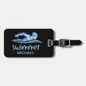 Blue Black Swimmer Schwimmbad Wasser Custom Lug Gepäckanhänger (Vorderseite horizontal)