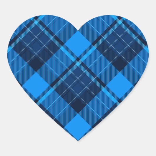 Blue Black Tartan Herz-Aufkleber (Vorderseite)