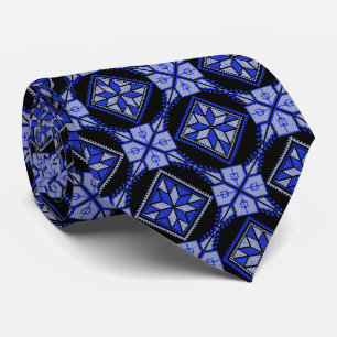 Blue & Black Tatreez Henna Thobe Muster Krawatte