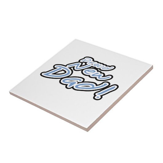 Blue/Black Text Proud New Dad Geschenke Fliese (Seite)