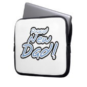 Blue/Black Text Proud New Dad Geschenke Laptopschutzhülle (Vorderseite Links)