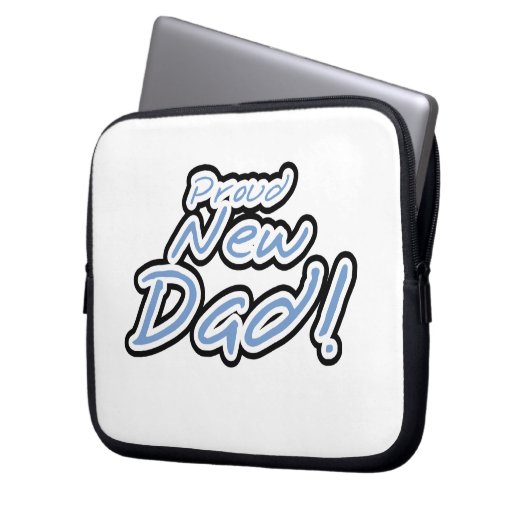 Blue/Black Text Proud New Dad Geschenke Laptopschutzhülle (Vorderseite Links)