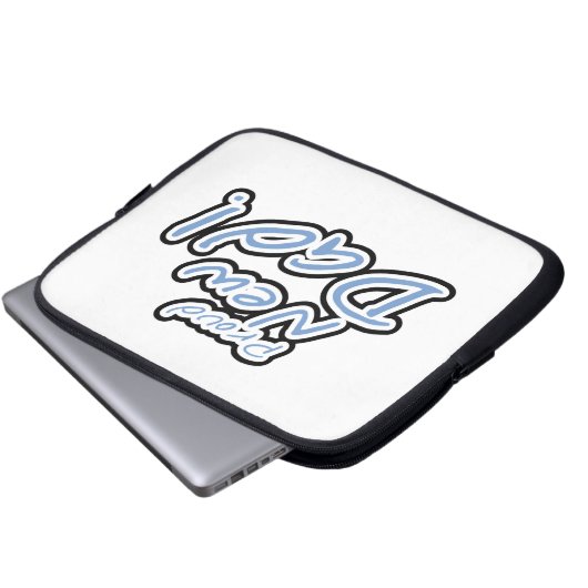 Blue/Black Text Proud New Dad Geschenke Laptopschutzhülle (Vorne Knopf)