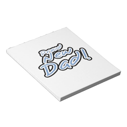 Blue/Black Text Proud New Dad Geschenke Notizblock (angewinkelt)