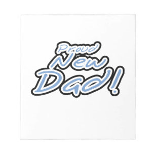 Blue/Black Text Proud New Dad Geschenke Notizblock