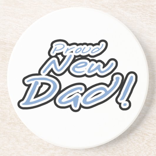 Blue/Black Text Proud New Dad Geschenke Sandstein Untersetzer (Vorne)
