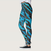 Blue & Black Tiger Strip Tierdruck Leggings (Links)