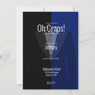 Blue Black Tuxedo Bachelor Party Save the Date