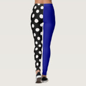 Blue Black Two Tone Split Polka Dots Leggings (Rückseite)