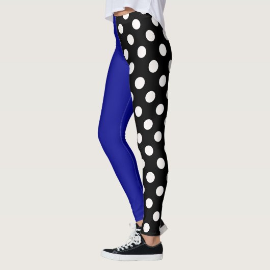 Blue Black Two Tone Split Polka Dots Leggings (Links)