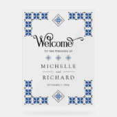 Blue Black Ukrainian Wedding Welcome Acrylschild (Vorderseite)