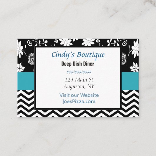 Blue, Black und White Business Card Visitenkarte (Vorderseite)