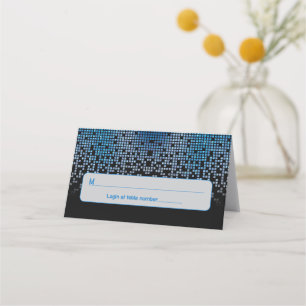 Blue Black Video Game Gamer Bar Mitzvah Adresse Platzkarte